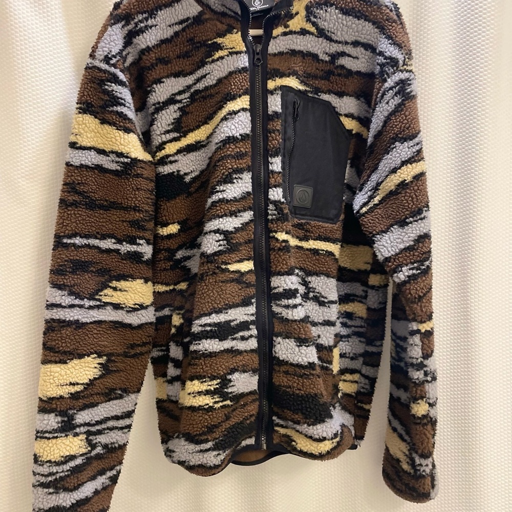 Volcom Fleece Jacket - Brown, Black, Yellow